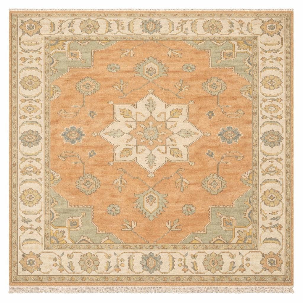 Hand Knotted Vintage Oushak Area Rug | Turkish Style | Wool Carpet | Hallway | 9x12 8x10 | Custom