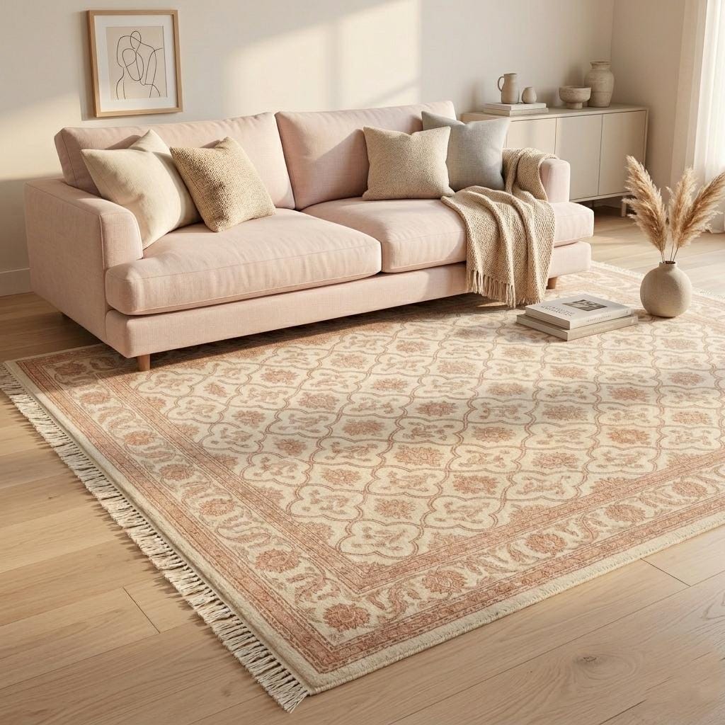 Vintage Oushak Rug Hand Knotted | Floral Area Carpet | Living Room 8x10 | Custom Size