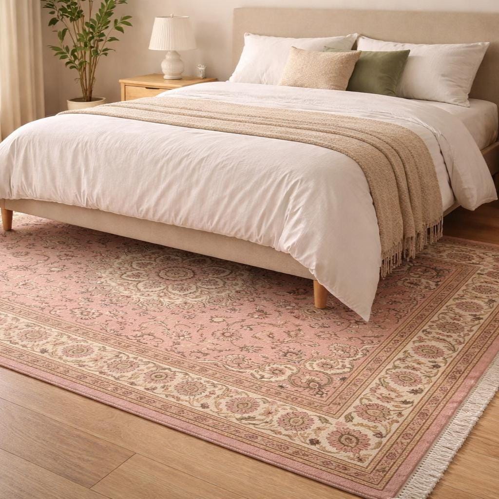 Hand Knotted Pink Medallion Rug | Persian | Wool | Living Room | 8x10 | Custom