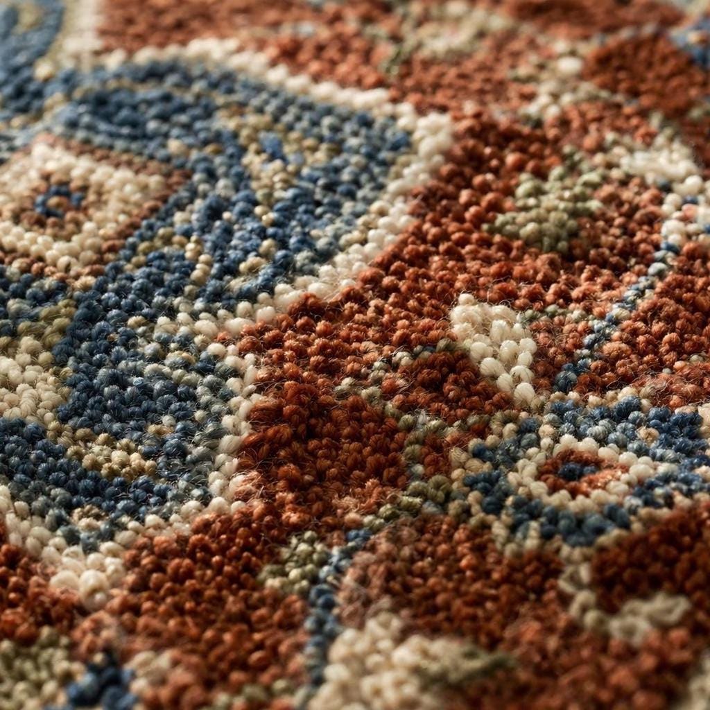 Hand Knotted Wool Oushak Rug Vintage Floral Medallion Carpet Living Room Area Rug