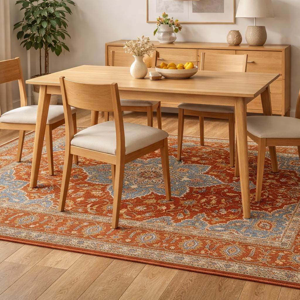 Hand Knotted Wool Oushak Rug Vintage Floral Medallion Carpet Living Room Area Rug