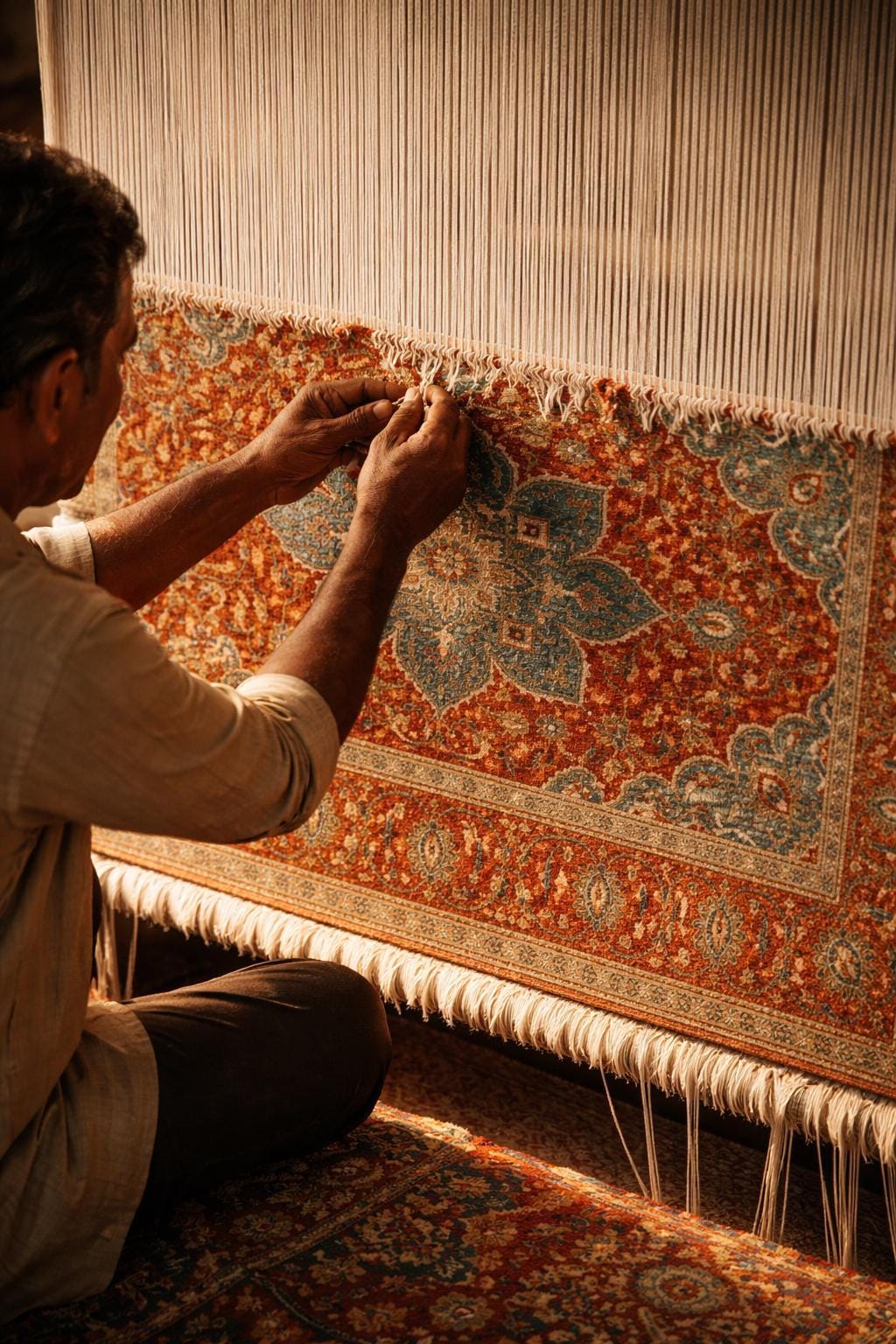 Hand Knotted Wool Oushak Rug Vintage Floral Medallion Carpet Living Room Area Rug