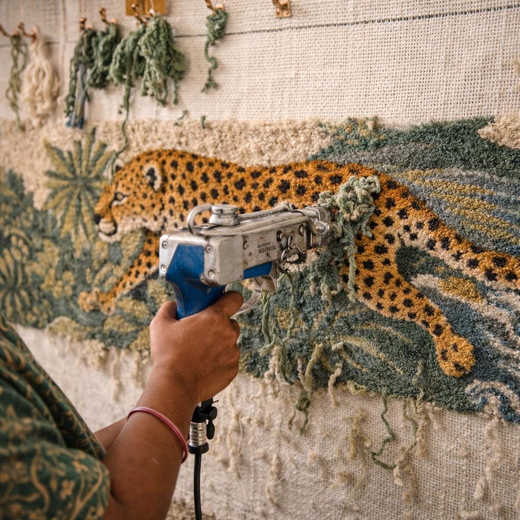 Hand Tufted Cheetah Jungle Runner Rug | Boho | Wool | Living Room Area Rug | Custom