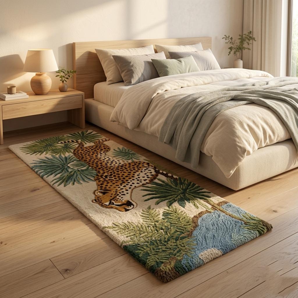 Hand Tufted Cheetah Jungle Runner Rug | Boho | Wool | Living Room Area Rug | Custom