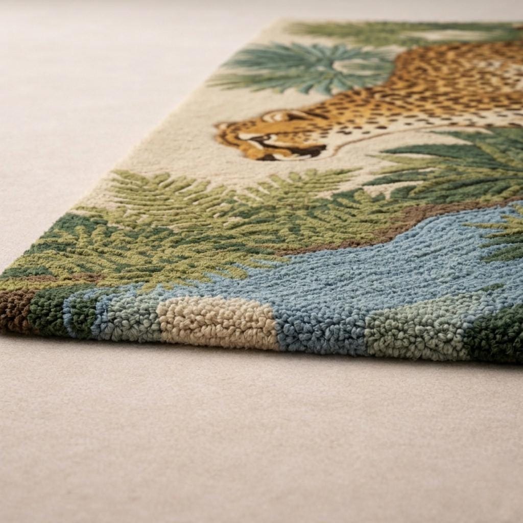 Hand Tufted Cheetah Jungle Runner Rug | Boho | Wool | Living Room Area Rug | Custom