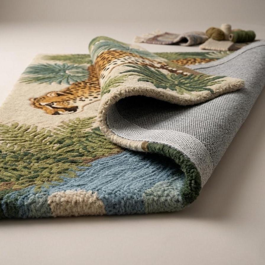 Hand Tufted Cheetah Jungle Runner Rug | Boho | Wool | Living Room Area Rug | Custom