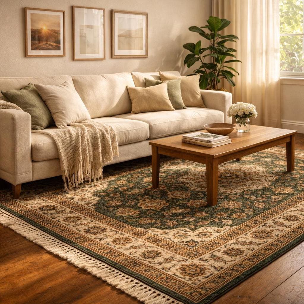 Hand Knotted Rug | Persian Floral Oushak Style | Wool Living Room Rug 8x10 Custom
