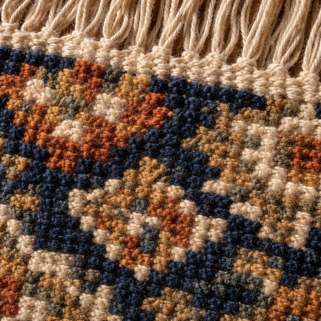Hand Knotted Rug | Geometric Tribal Wool Navy Area Rug Living Room 8x10 Custom