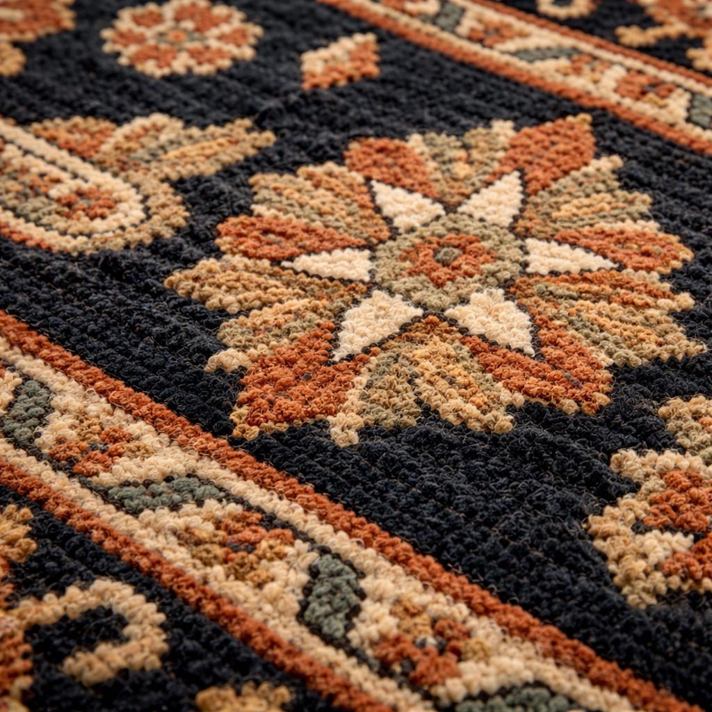 Hand Knotted Rug | Geometric Tribal Wool Navy Area Rug Living Room 8x10 Custom