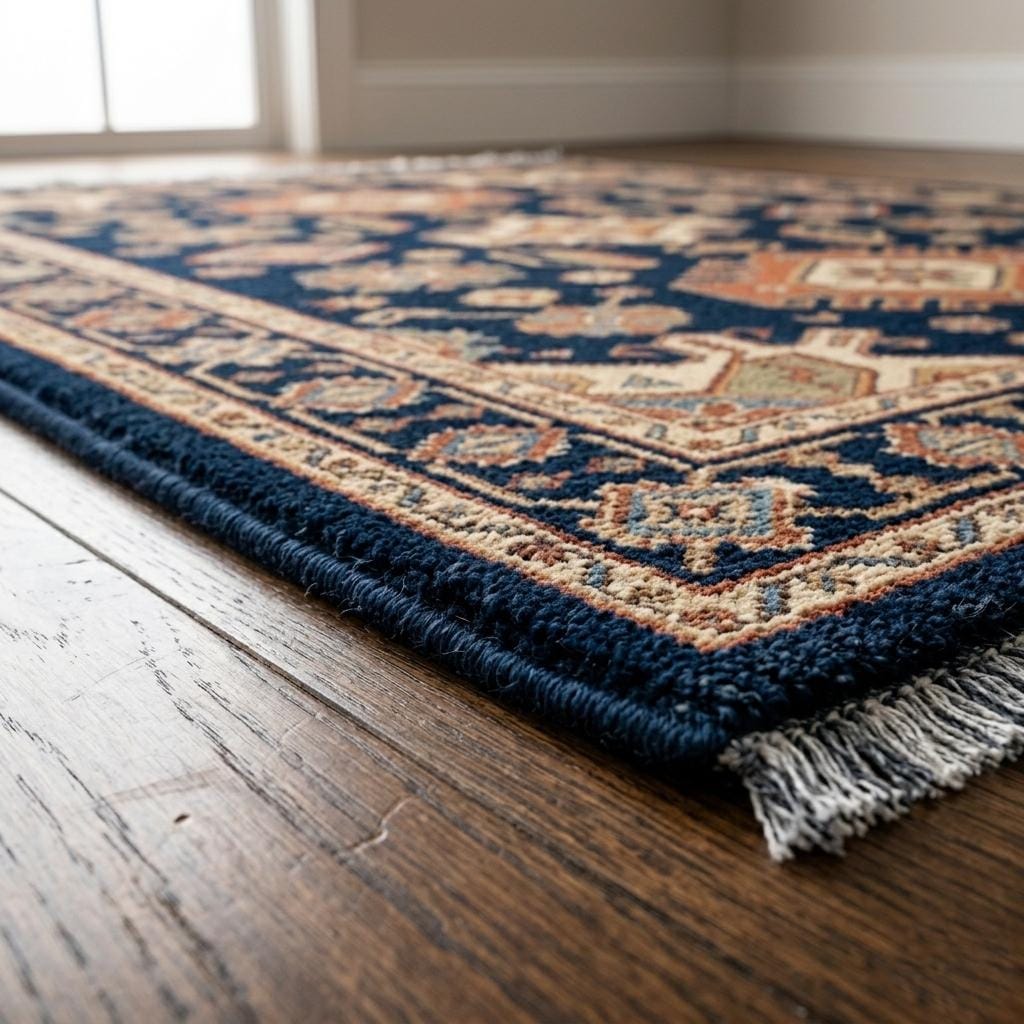 Hand Knotted Rug | Geometric Tribal Wool Navy Area Rug Living Room 8x10 Custom