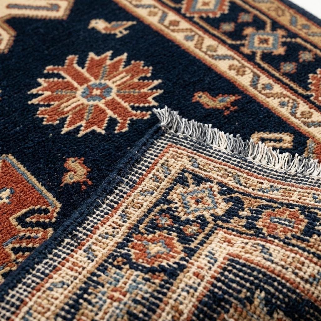 Hand Knotted Rug | Geometric Tribal Wool Navy Area Rug Living Room 8x10 Custom