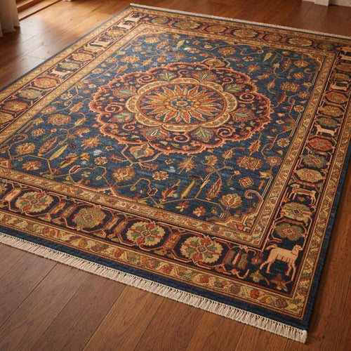 Blue Oushak Rug | Hand Knotted Oriental Wool Living Room Area Carpet 8x10 Custom