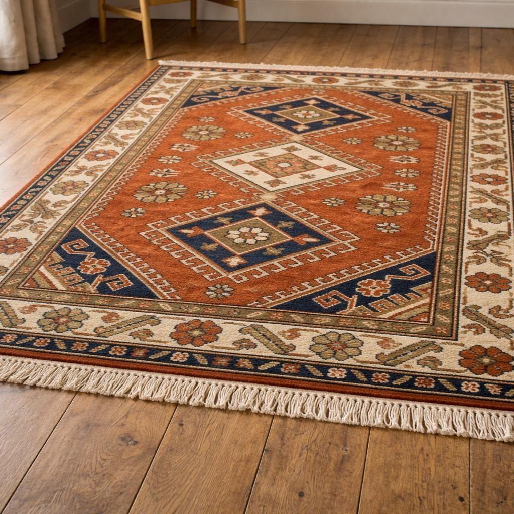 Hand Knotted Rug | Vintage Oriental Style | Wool Living Room Carpet 8x10 Custom