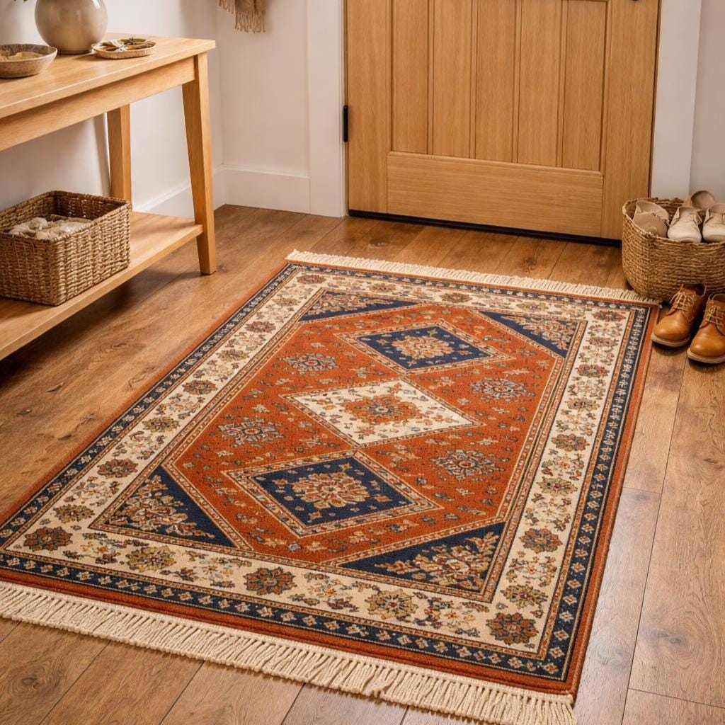 Hand Knotted Rug | Vintage Oriental Style | Wool Living Room Carpet 8x10 Custom