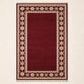 Hand Knotted Oushak Rug | Red Border Wool Carpet Living Room 8x10 Custom