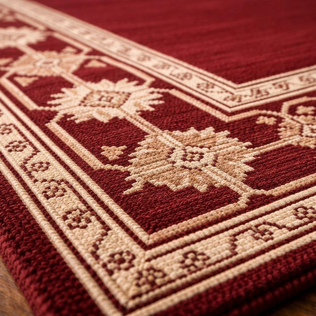 Hand Knotted Oushak Rug | Red Border Wool Carpet Living Room 8x10 Custom