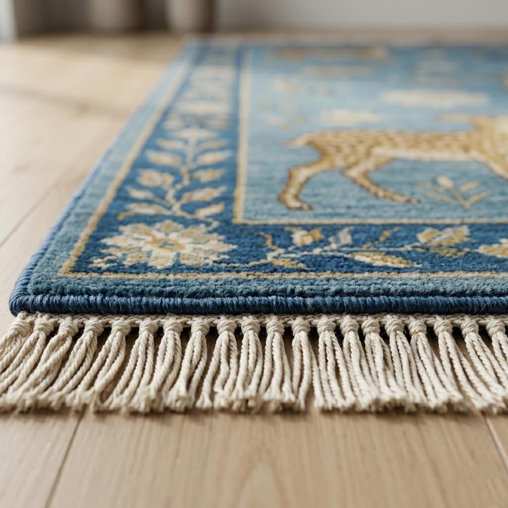 Hand Knotted Deer Rug | Oushak Style Wool Living Room 8x10 Custom Size