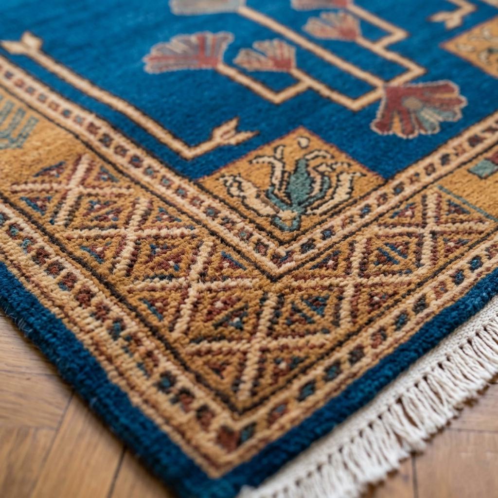 Hand-Knotted Wool Runner Rug, Arts and Crafts Mission Style Ginkgo Leaf Carpet