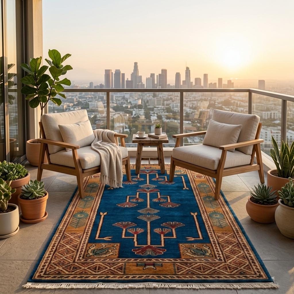 Hand-Knotted Wool Runner Rug, Arts and Crafts Mission Style Ginkgo Leaf Carpet