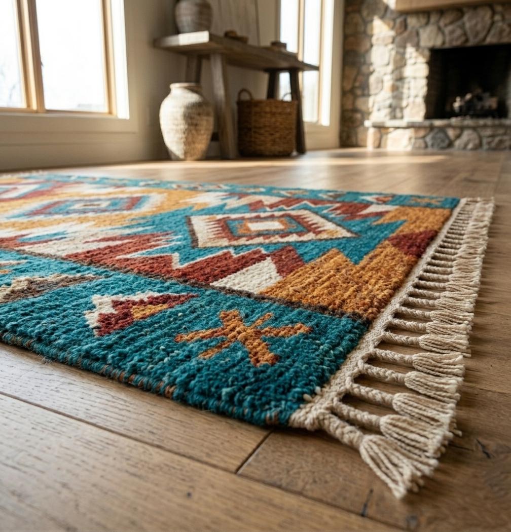 Hand Knotted Wool Rug | Southwestern Tribal | Living Room | 8x10 Size | Custom