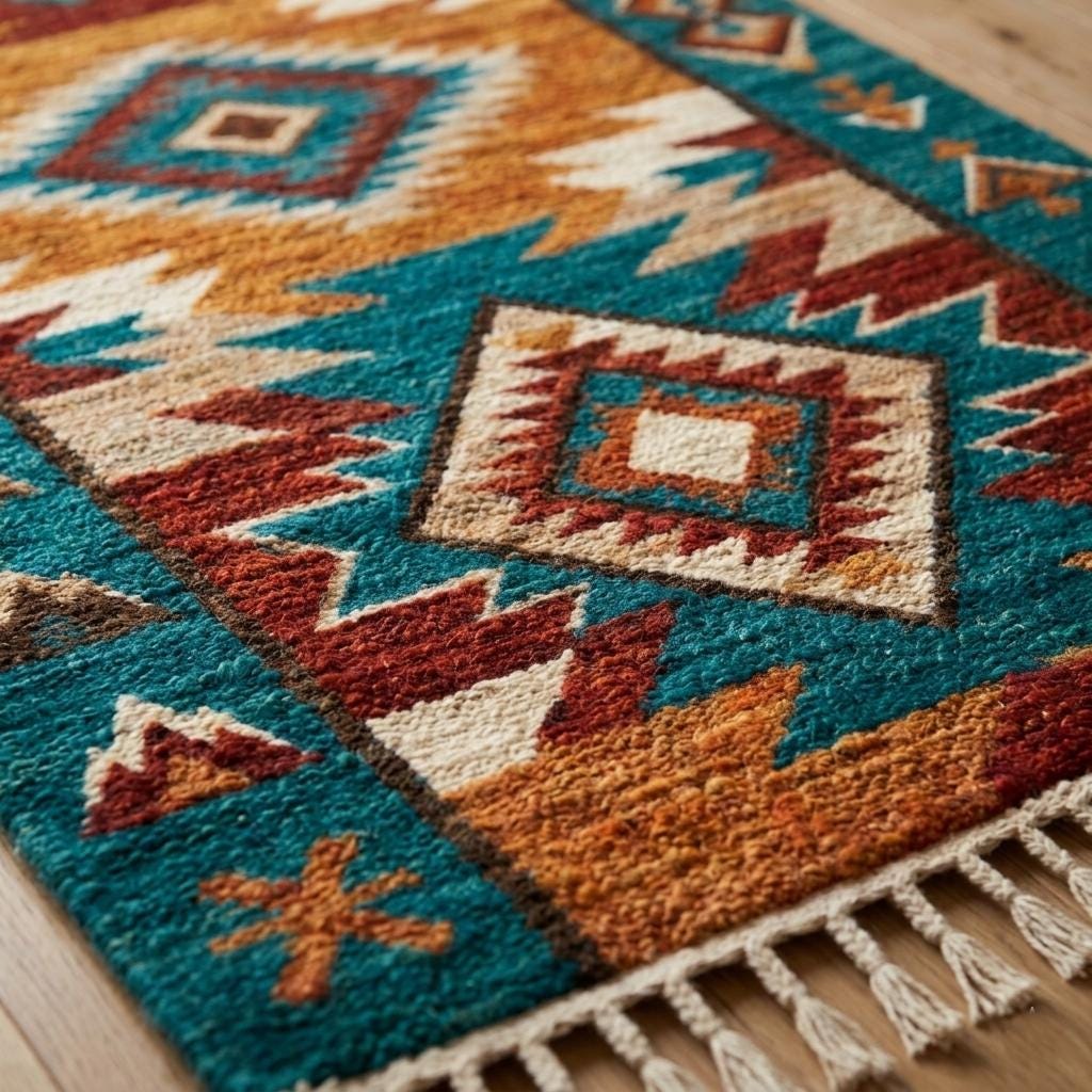 Hand Knotted Wool Rug | Southwestern Tribal | Living Room | 8x10 Size | Custom