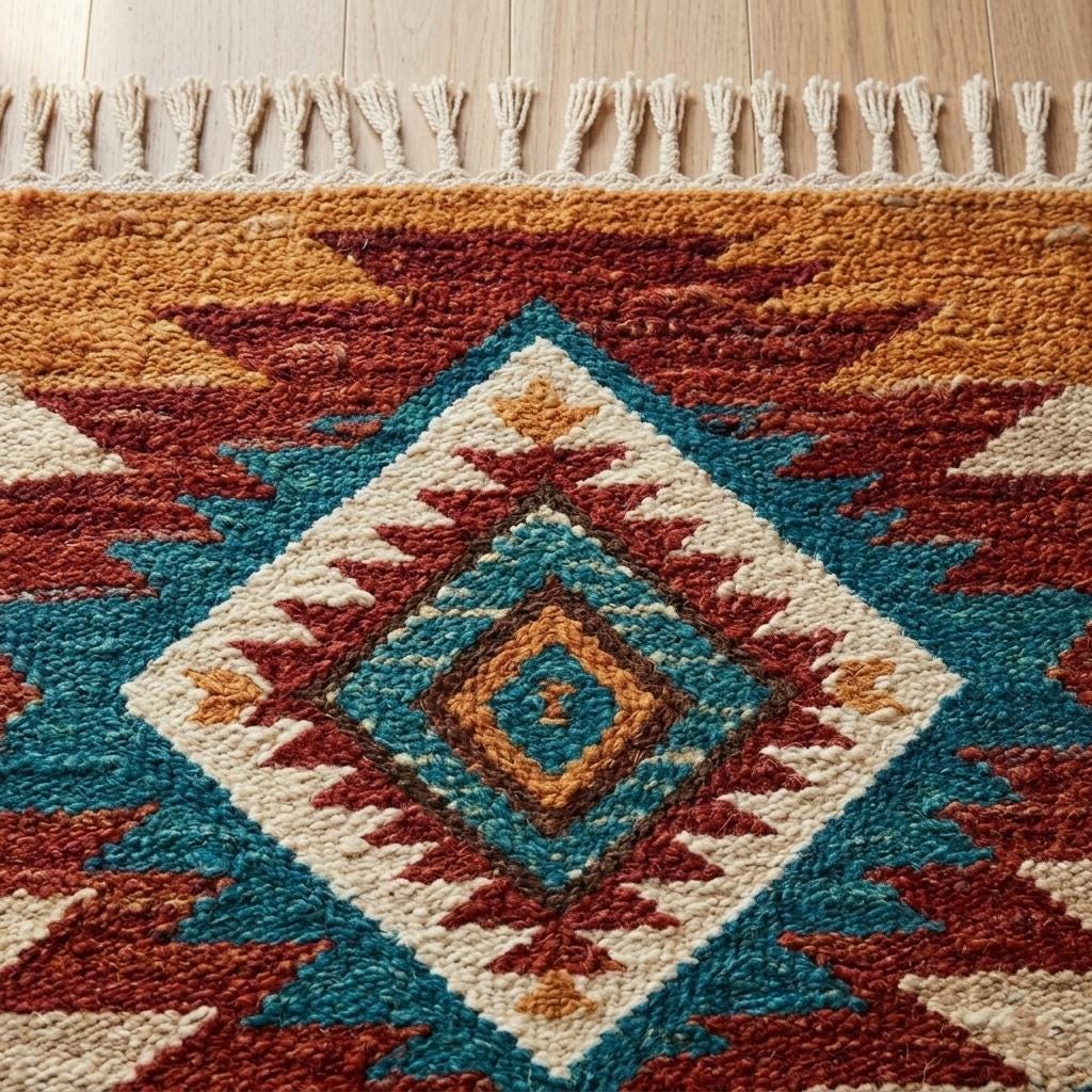 Hand Knotted Wool Rug | Southwestern Tribal | Living Room | 8x10 Size | Custom
