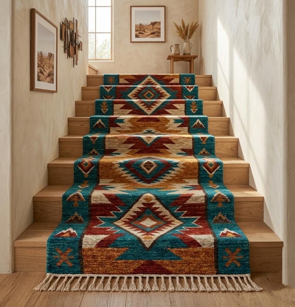 Hand Knotted Wool Rug | Southwestern Tribal | Living Room | 8x10 Size | Custom
