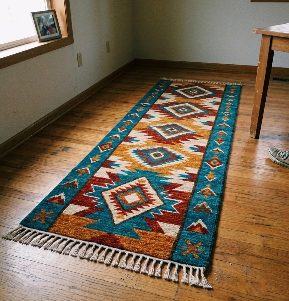 Hand Knotted Wool Rug | Southwestern Tribal | Living Room | 8x10 Size | Custom