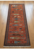 Hand Knotted Fish Runner Rug | Tribal Wool Hallway Carpet | Custom Size Handmade Decor