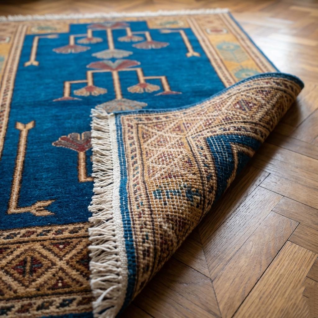 Hand-Knotted Wool Runner Rug, Arts and Crafts Mission Style Ginkgo Leaf Carpet