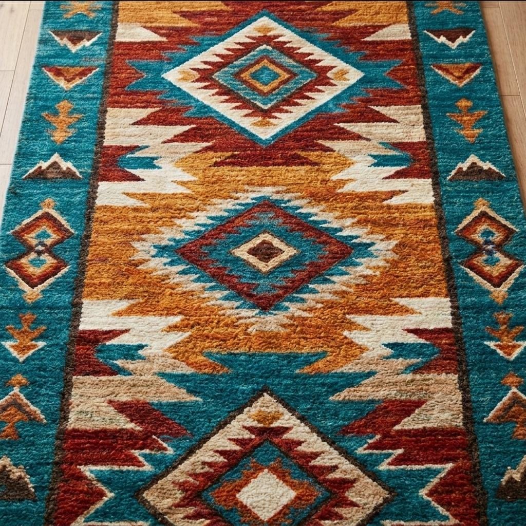 Hand Knotted Wool Rug | Southwestern Tribal | Living Room | 8x10 Size | Custom