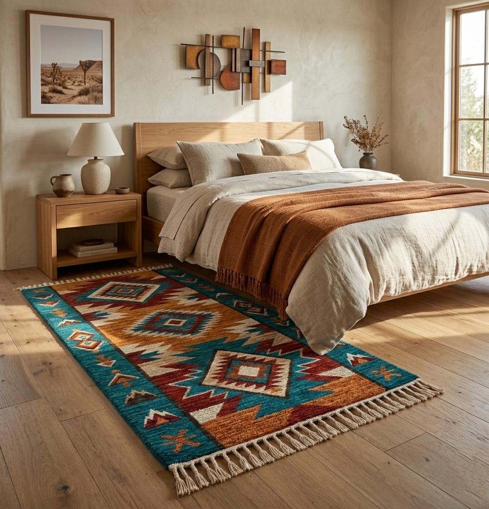 Hand Knotted Wool Rug | Southwestern Tribal | Living Room | 8x10 Size | Custom