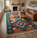 Hand Knotted Wool Rug | Southwestern Tribal | Living Room | 8x10 Size | Custom