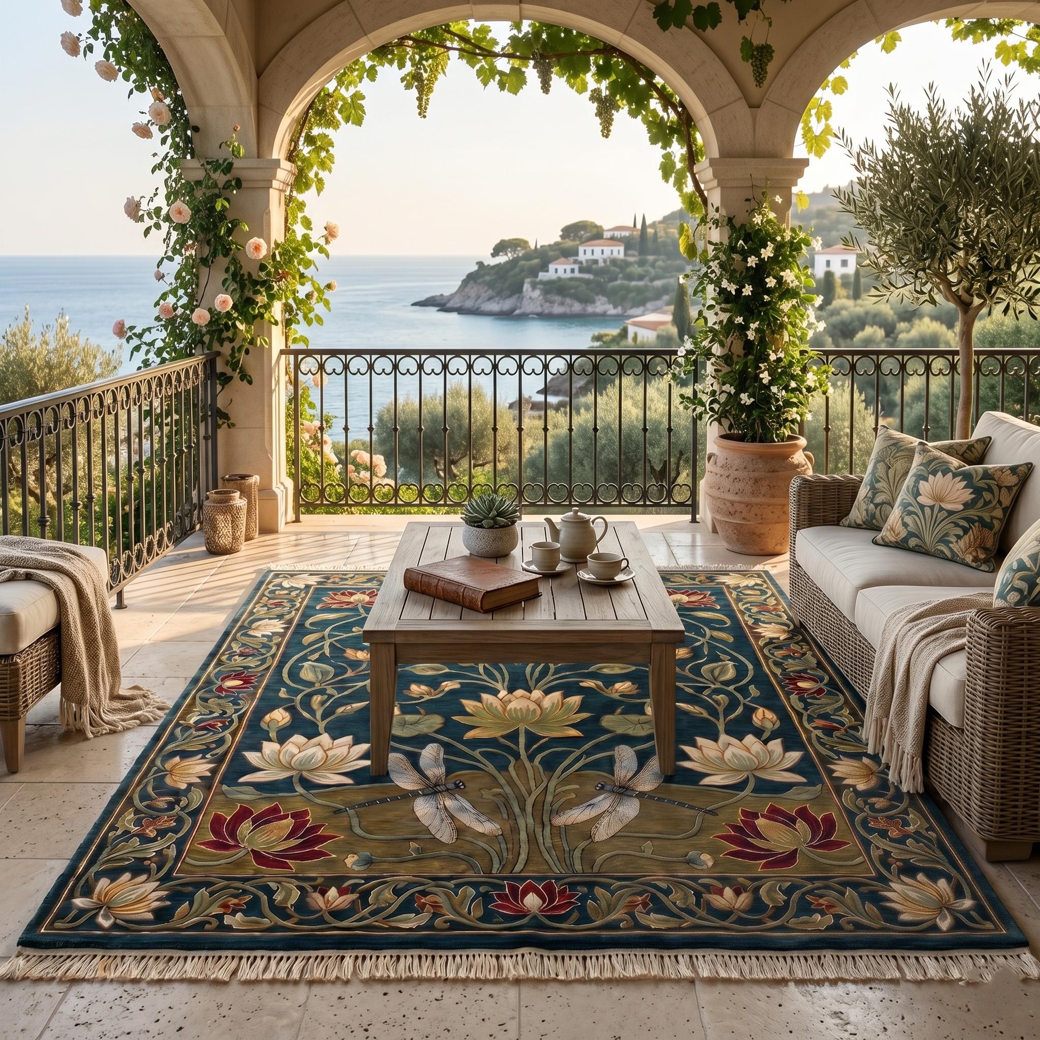 Hand Knotted Lotus Rug Floral Wool Living Room Custom Size Area Rug Decor