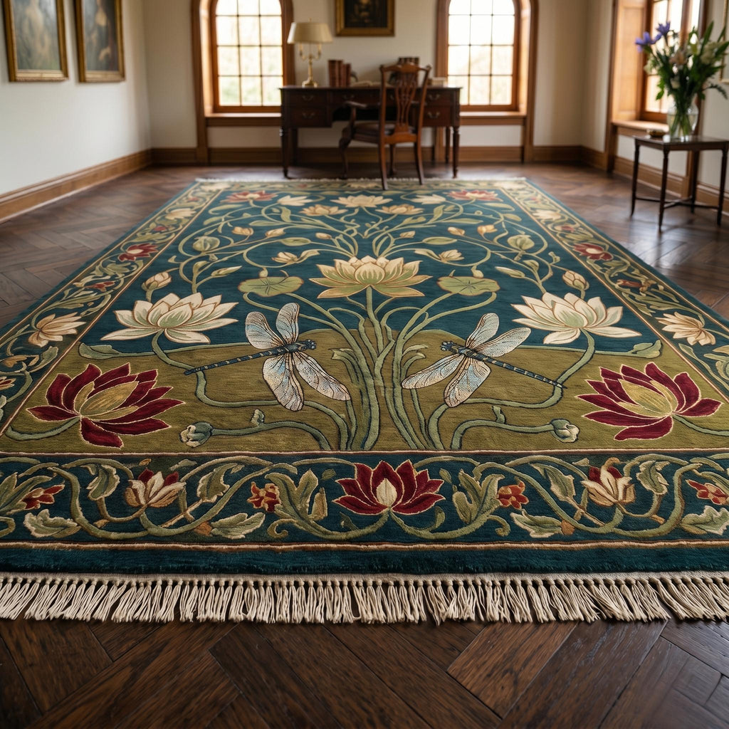 Hand Knotted Lotus Rug Floral Wool Living Room Custom Size Area Rug Decor