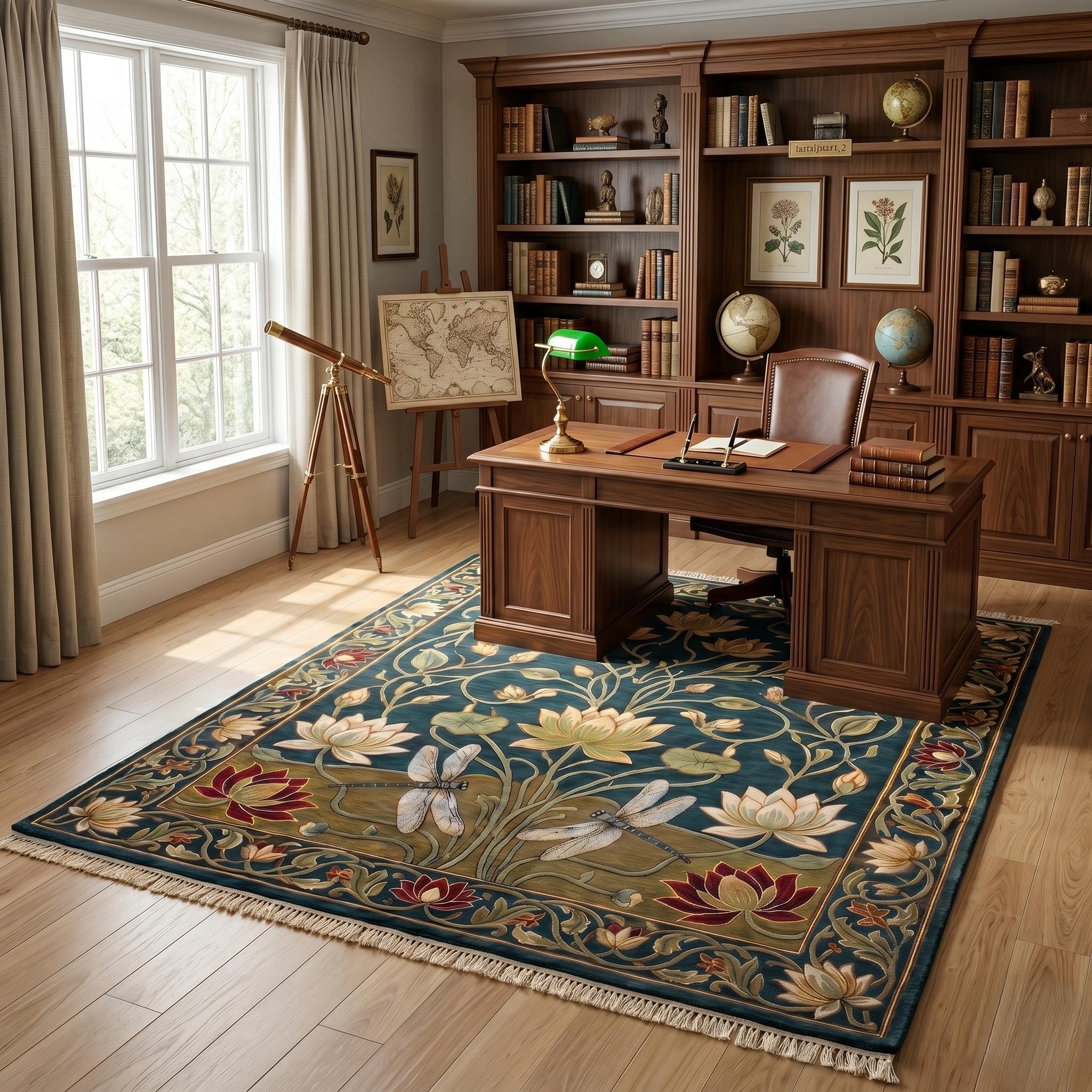Hand Knotted Lotus Rug Floral Wool Living Room Custom Size Area Rug Decor