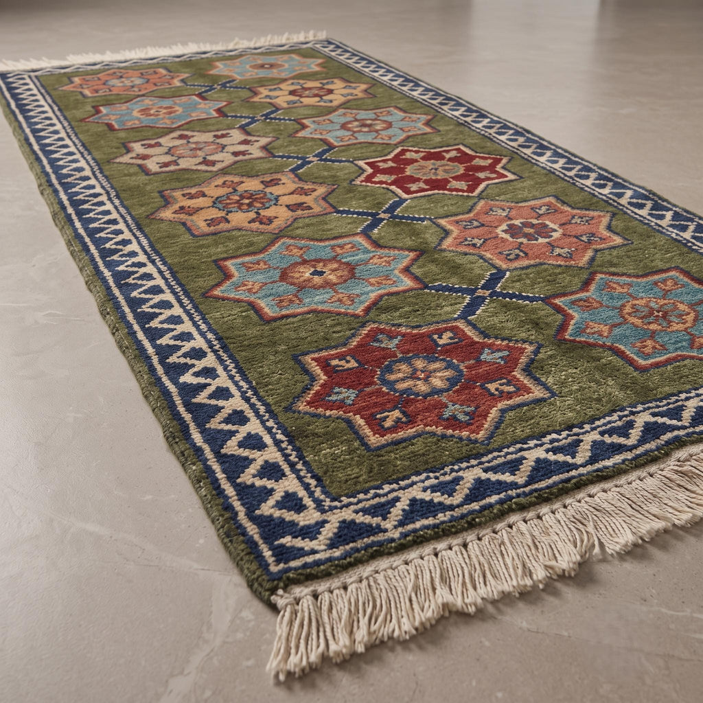 Hand Knotted Rug | Kazak Style | Wool | Living Room | Custom Size Area Carpet Handmade