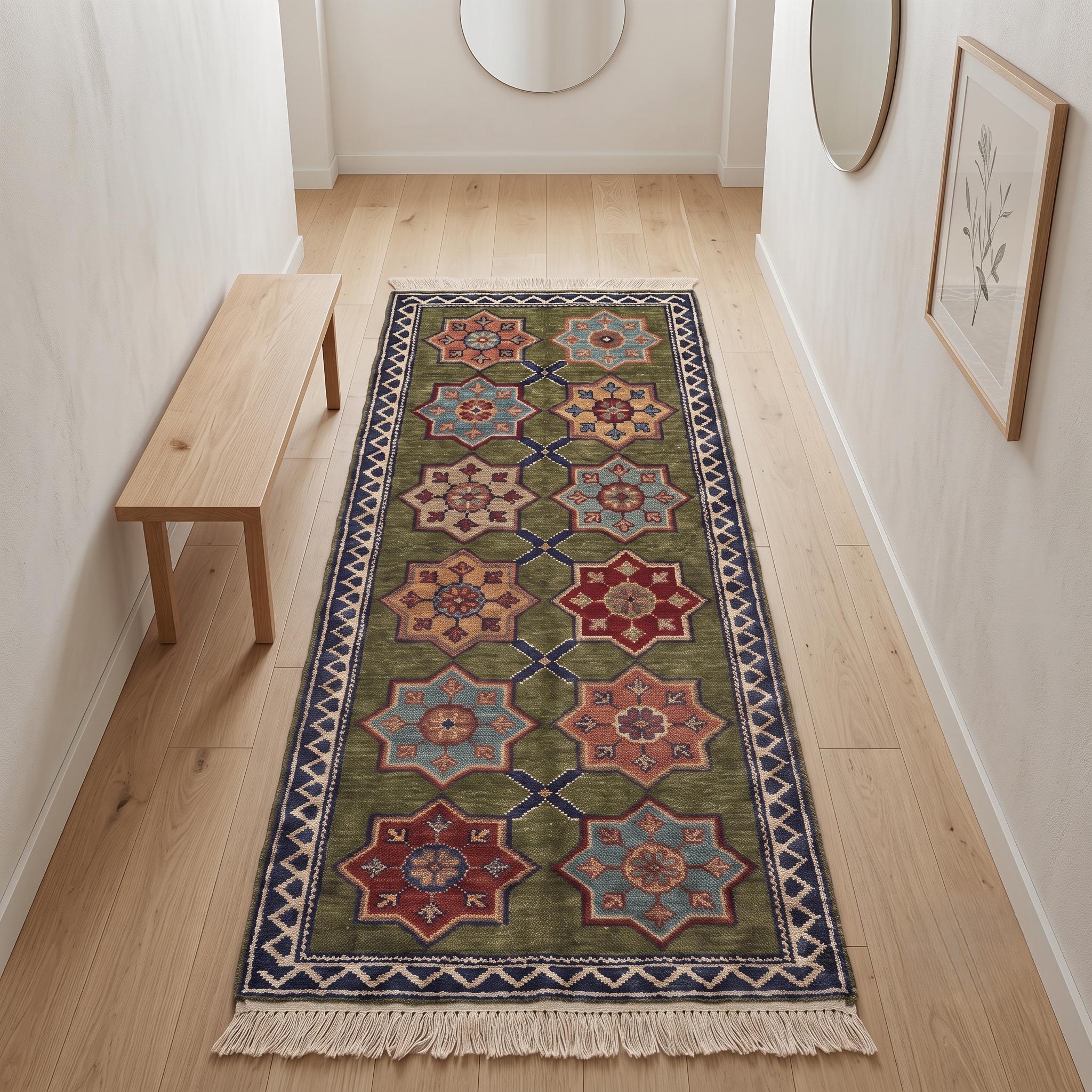 Hand Knotted Rug | Kazak Style | Wool | Living Room | Custom Size Area Carpet Handmade
