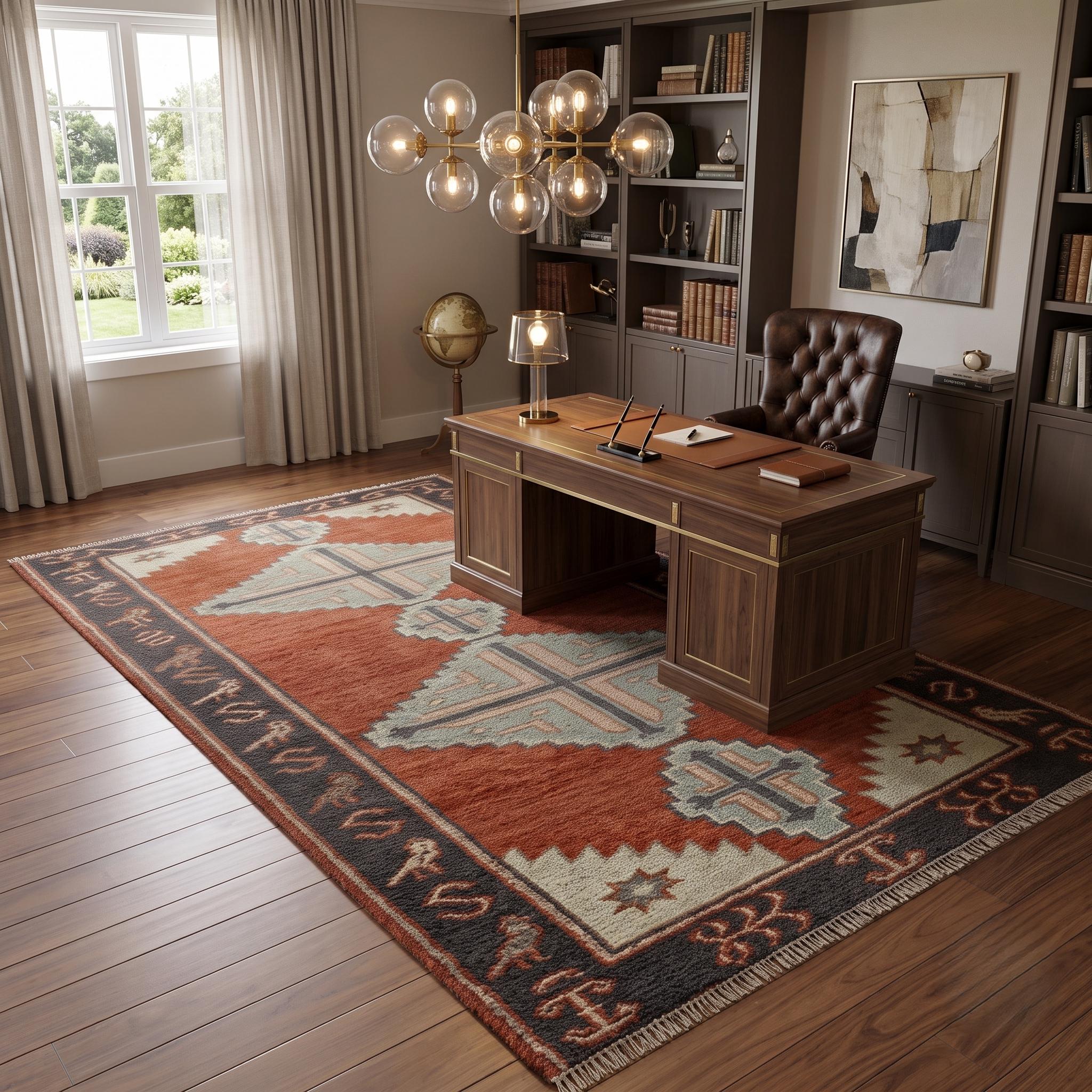Hand Knotted Runner Rug | Tribal Wool Hallway Entryway Runner Custom Size Southwestern Area Rug