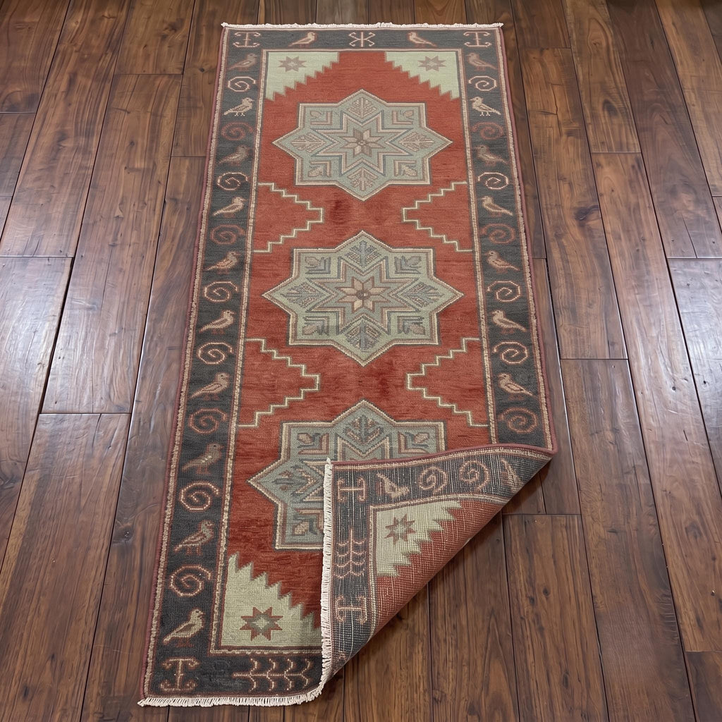 Hand Knotted Runner Rug | Tribal Wool Hallway Entryway 4x20 Custom Handmade Southwestern Carpet Decor