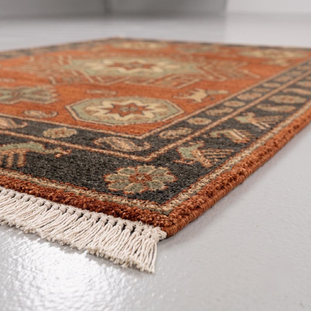Hand Knotted Rug | Tribal Wool Living Room Area Rug 9x12 Custom Size Southwestern Carpet Decor