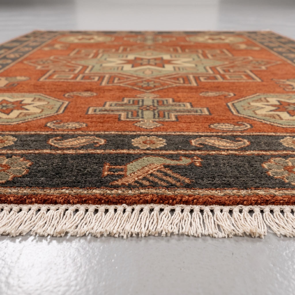 Hand Knotted Rug | Tribal Wool Living Room Area Rug 9x12 Custom Size Southwestern Carpet Decor