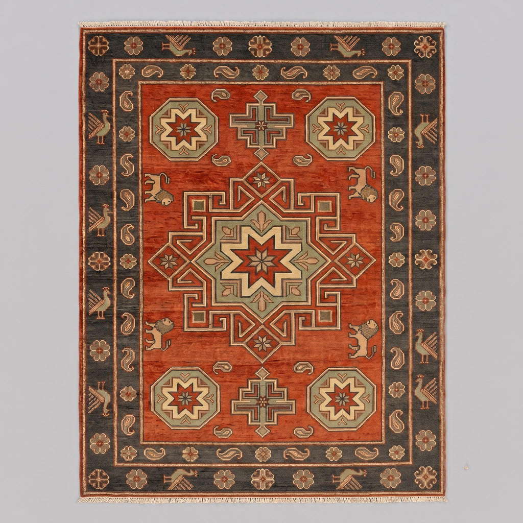 Hand Knotted Rug | Tribal Wool Living Room Area Rug 9x12 Custom Size Southwestern Carpet Decor