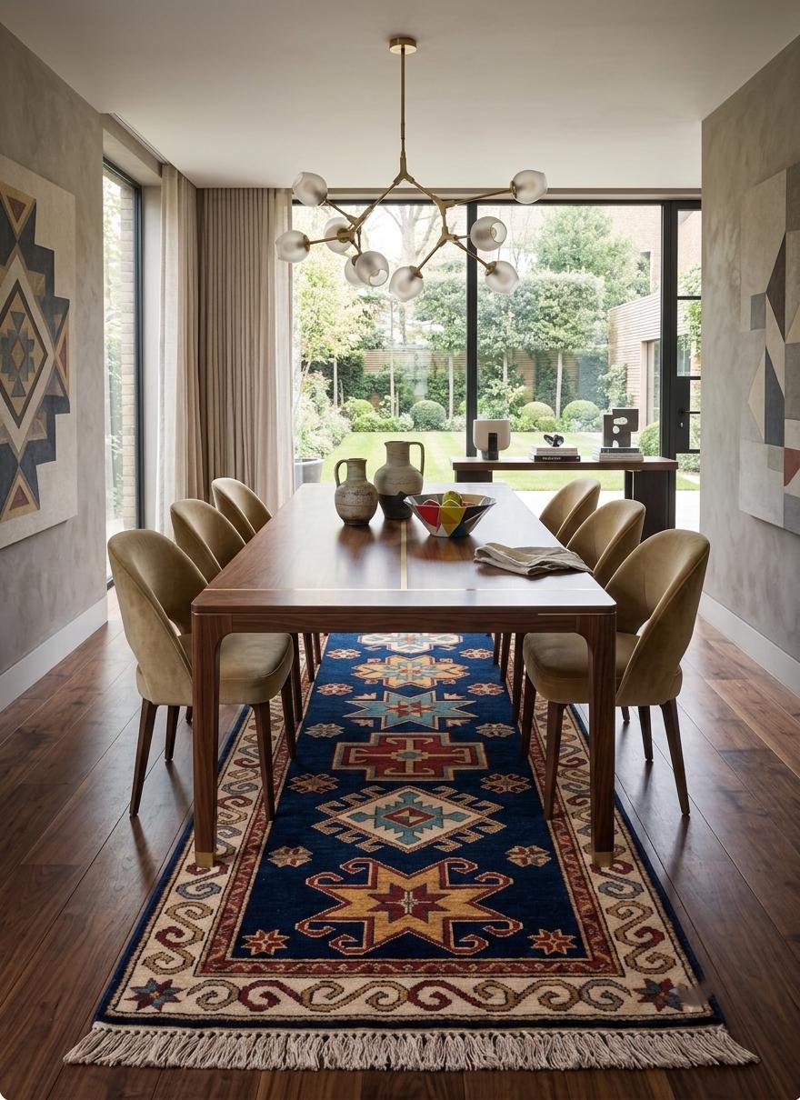 Hand Knotted Runner Rug | Tribal Wool Hallway Living Room 3x15 Custom Size Area Rug