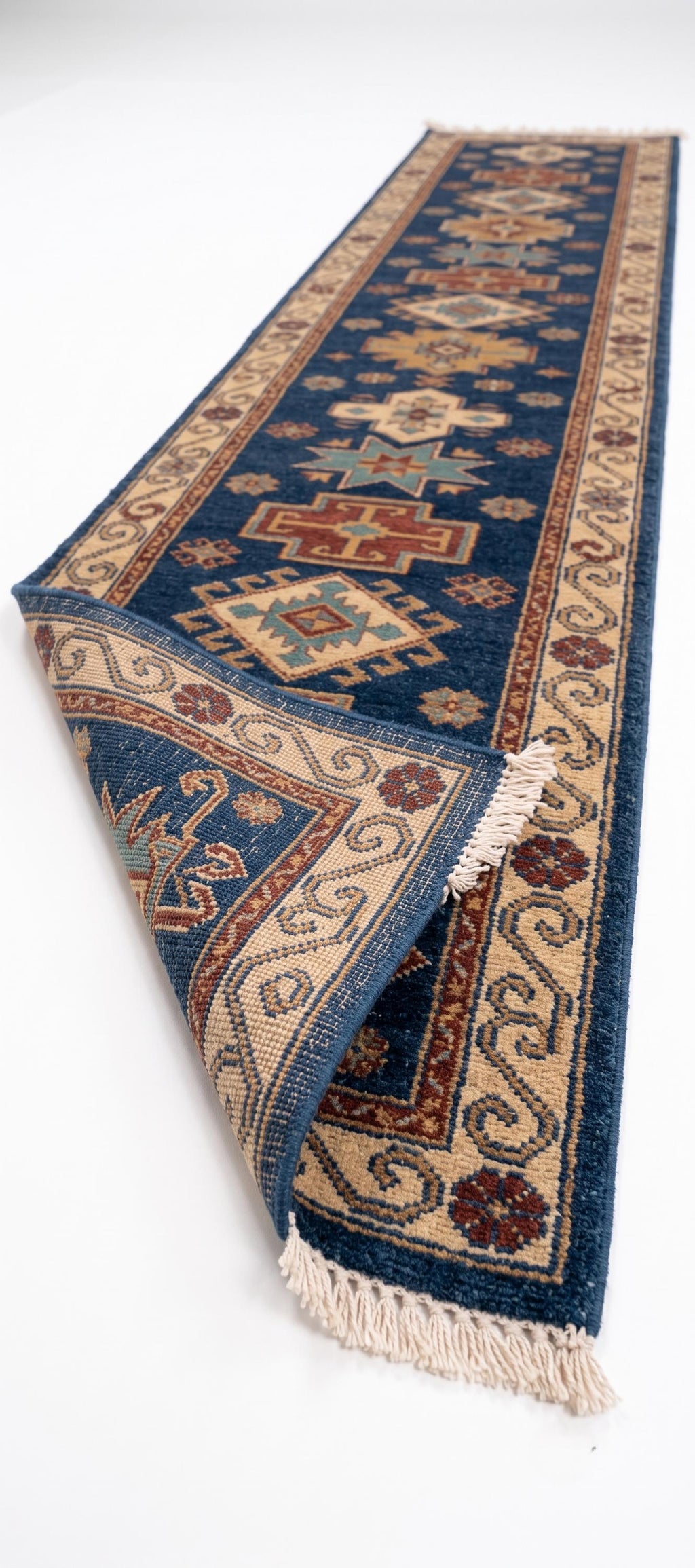 Hand Knotted Runner Rug | Tribal Wool Hallway Living Room 3x15 Custom Size Area Rug