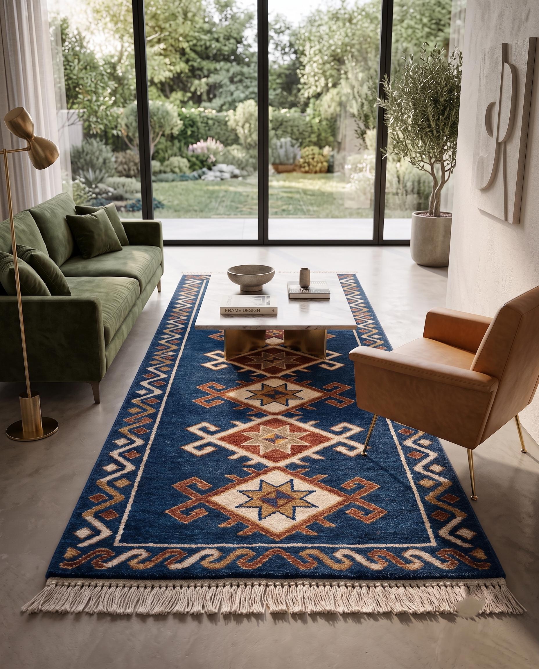 Hand Knotted Runner Rug | Tribal | Wool | Hallway | Custom Size | Handmade Home Decor