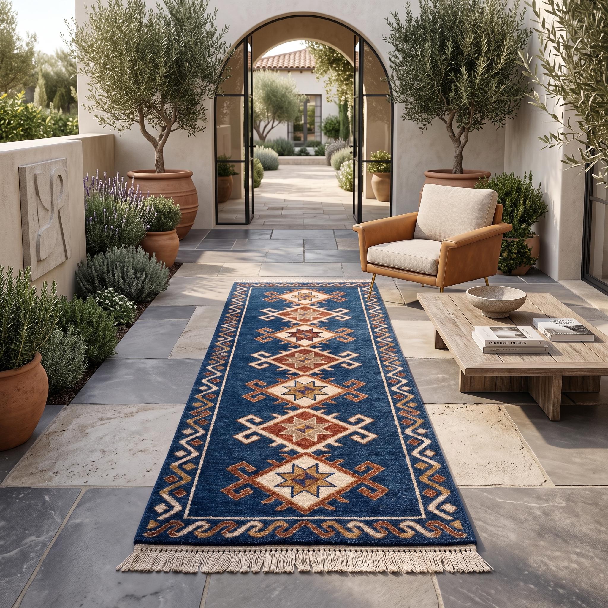 Hand Knotted Runner Rug | Tribal | Wool | Hallway | Custom Size | Handmade Home Decor
