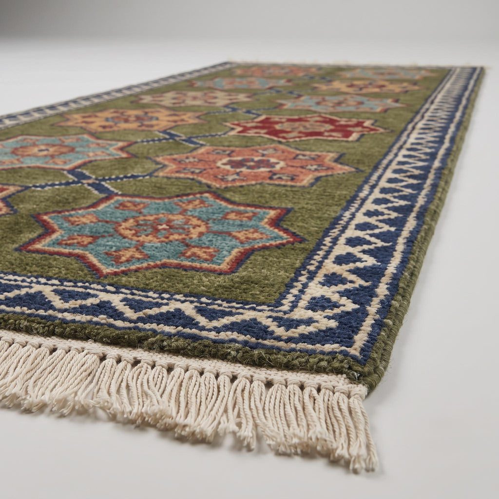 Hand Knotted Rug | Kazak Style | Wool | Living Room | Custom Size Area Carpet Handmade
