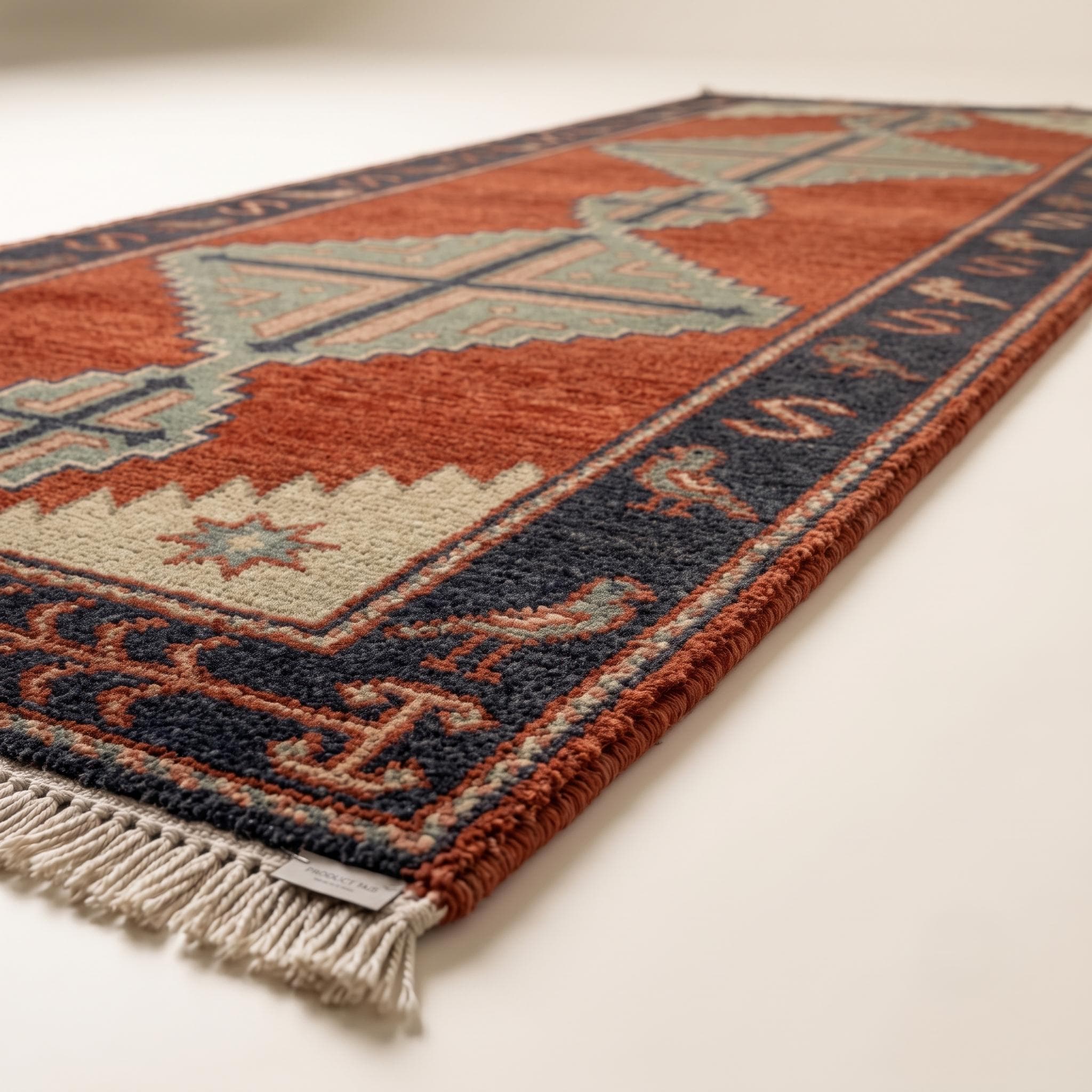 Hand Knotted Runner Rug | Tribal Wool Hallway Entryway Runner Custom Size Southwestern Area Rug