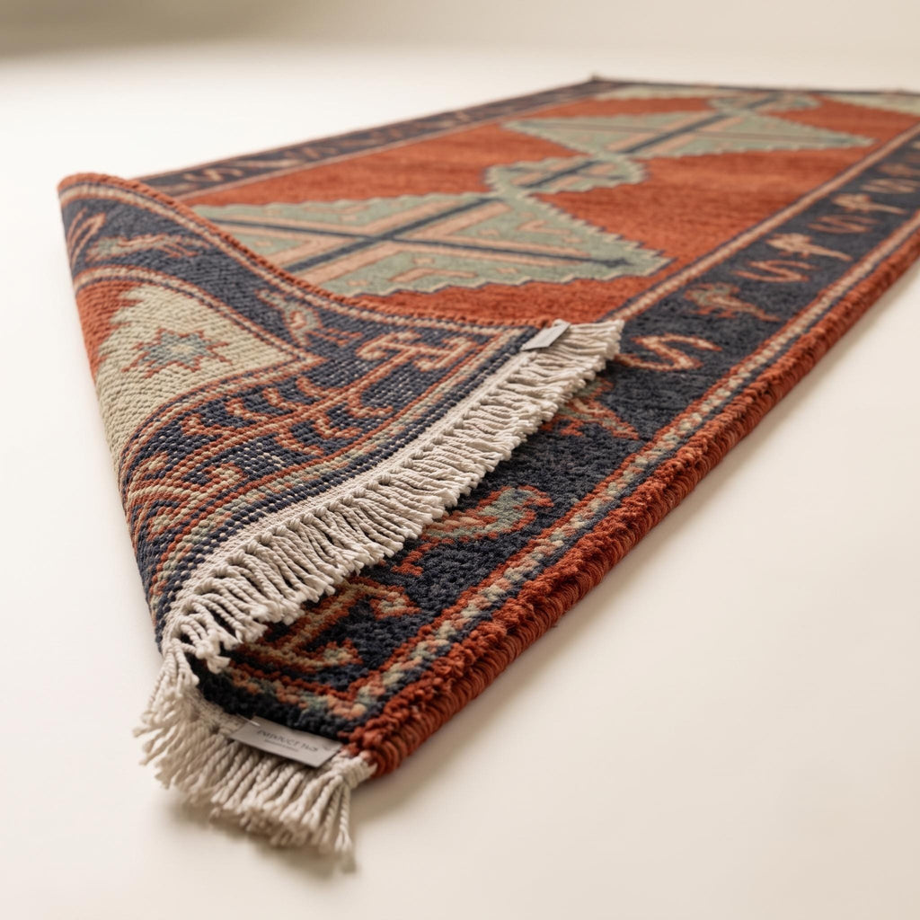 Hand Knotted Runner Rug | Tribal Wool Hallway Entryway Runner Custom Size Southwestern Area Rug